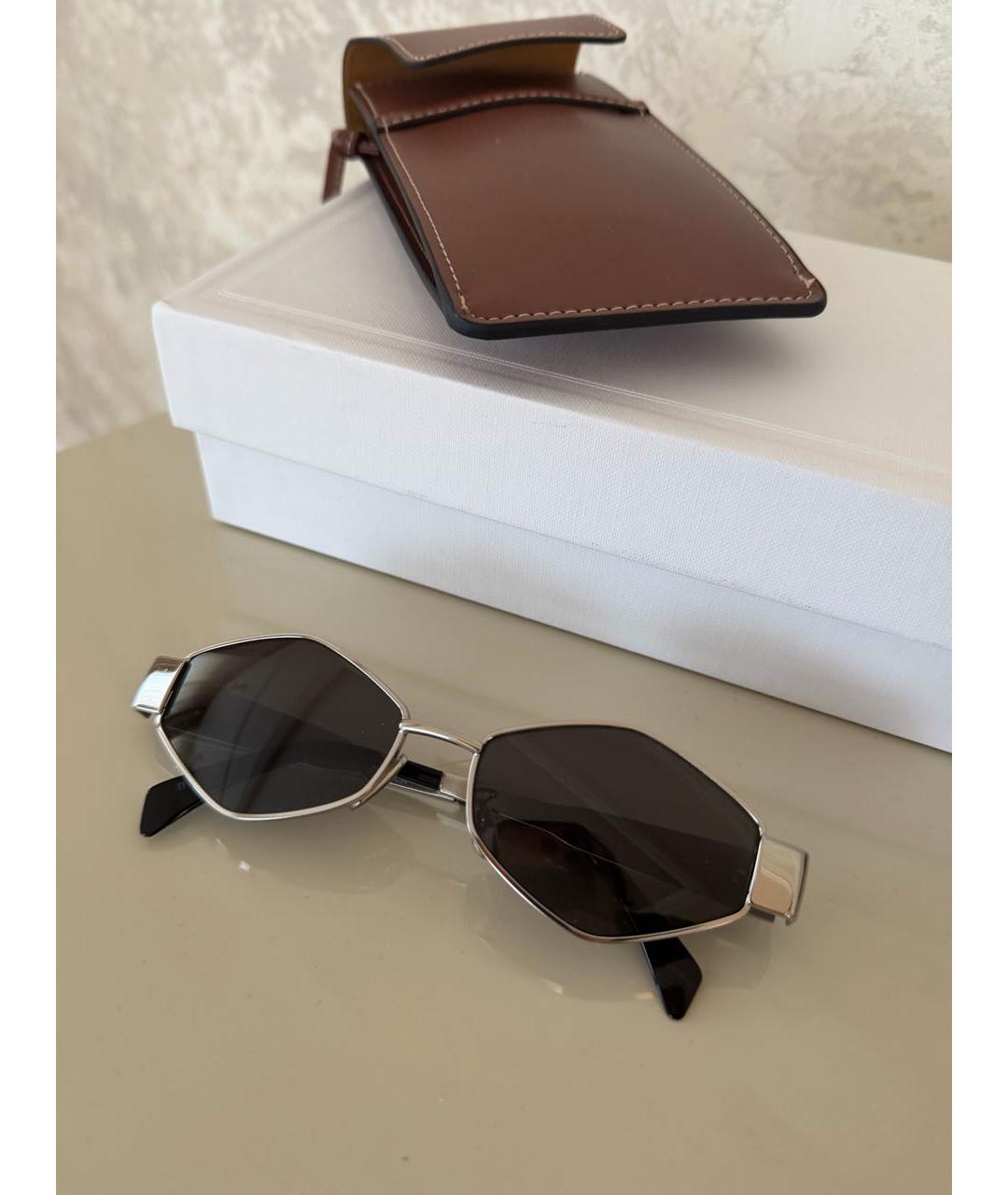 CELINE Серебряные металлические солнцезащитные очки, фото 8