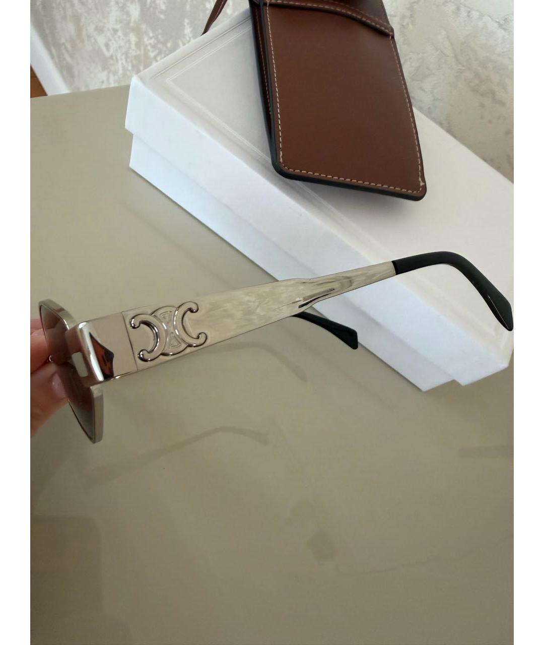 CELINE Серебряные металлические солнцезащитные очки, фото 2