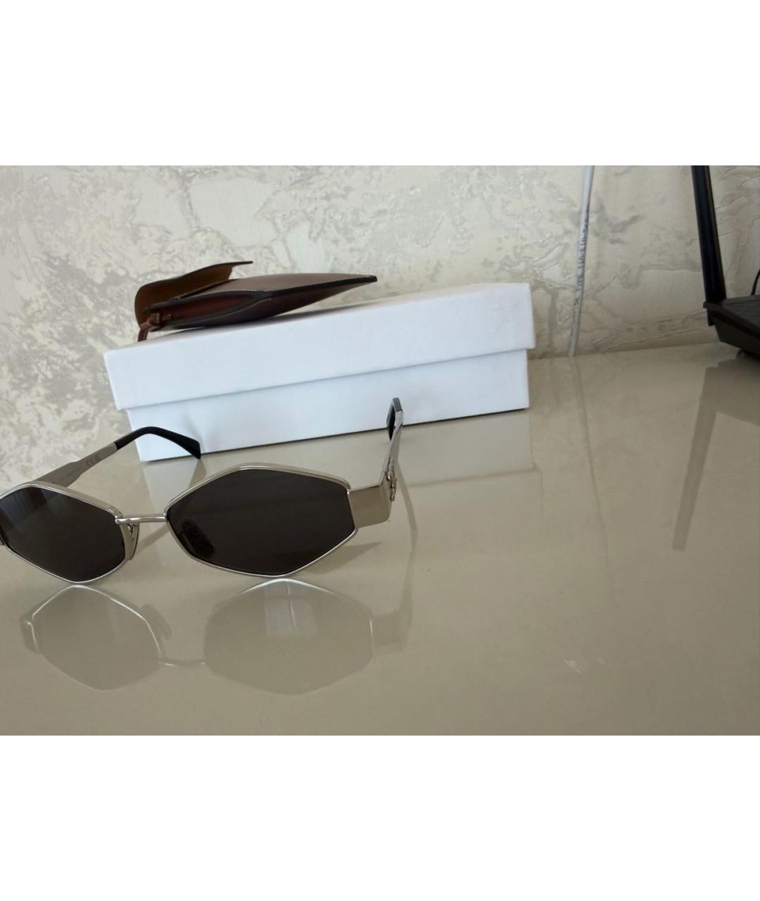 CELINE Серебряные металлические солнцезащитные очки, фото 4