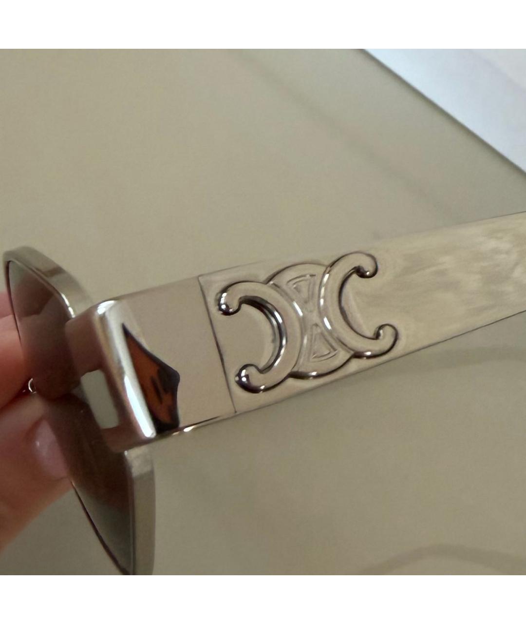 CELINE Серебряные металлические солнцезащитные очки, фото 3