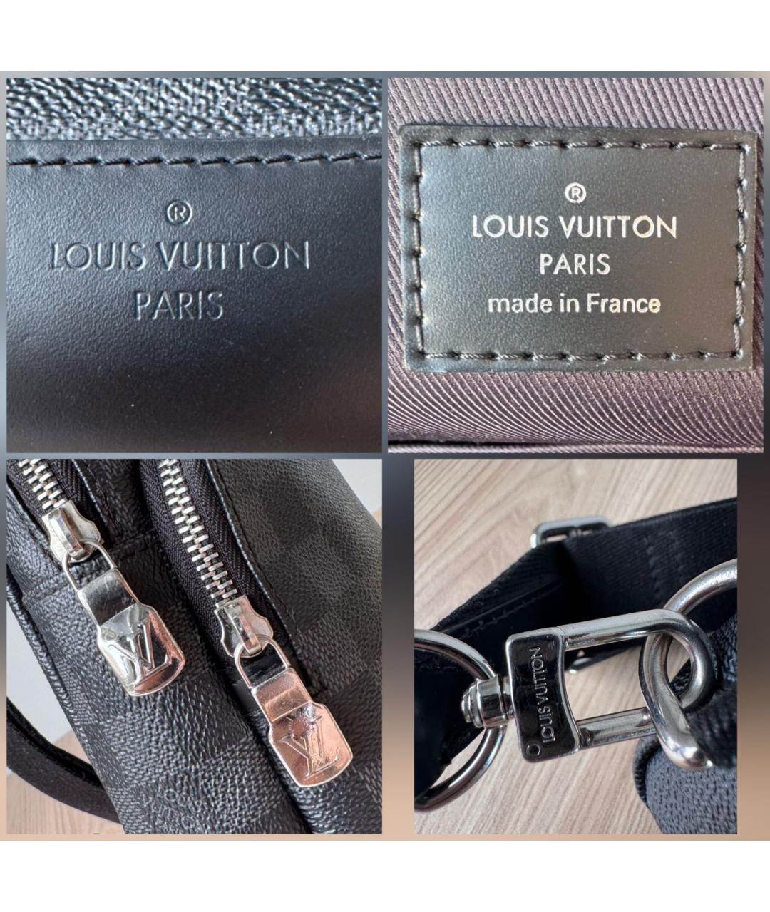 LOUIS VUITTON Черная кожаная сумка на плечо, фото 6