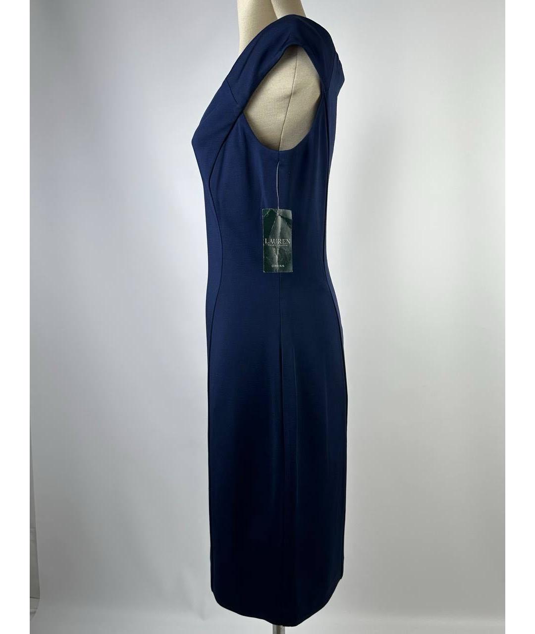 RALPH LAUREN Темно-синее вискозное коктейльное платье, фото 7