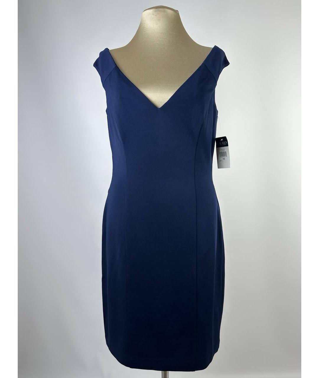 RALPH LAUREN Темно-синее вискозное коктейльное платье, фото 9