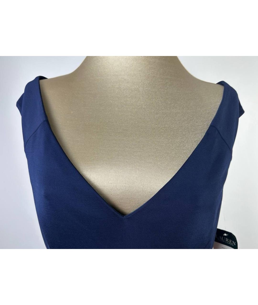 RALPH LAUREN Темно-синее вискозное коктейльное платье, фото 3