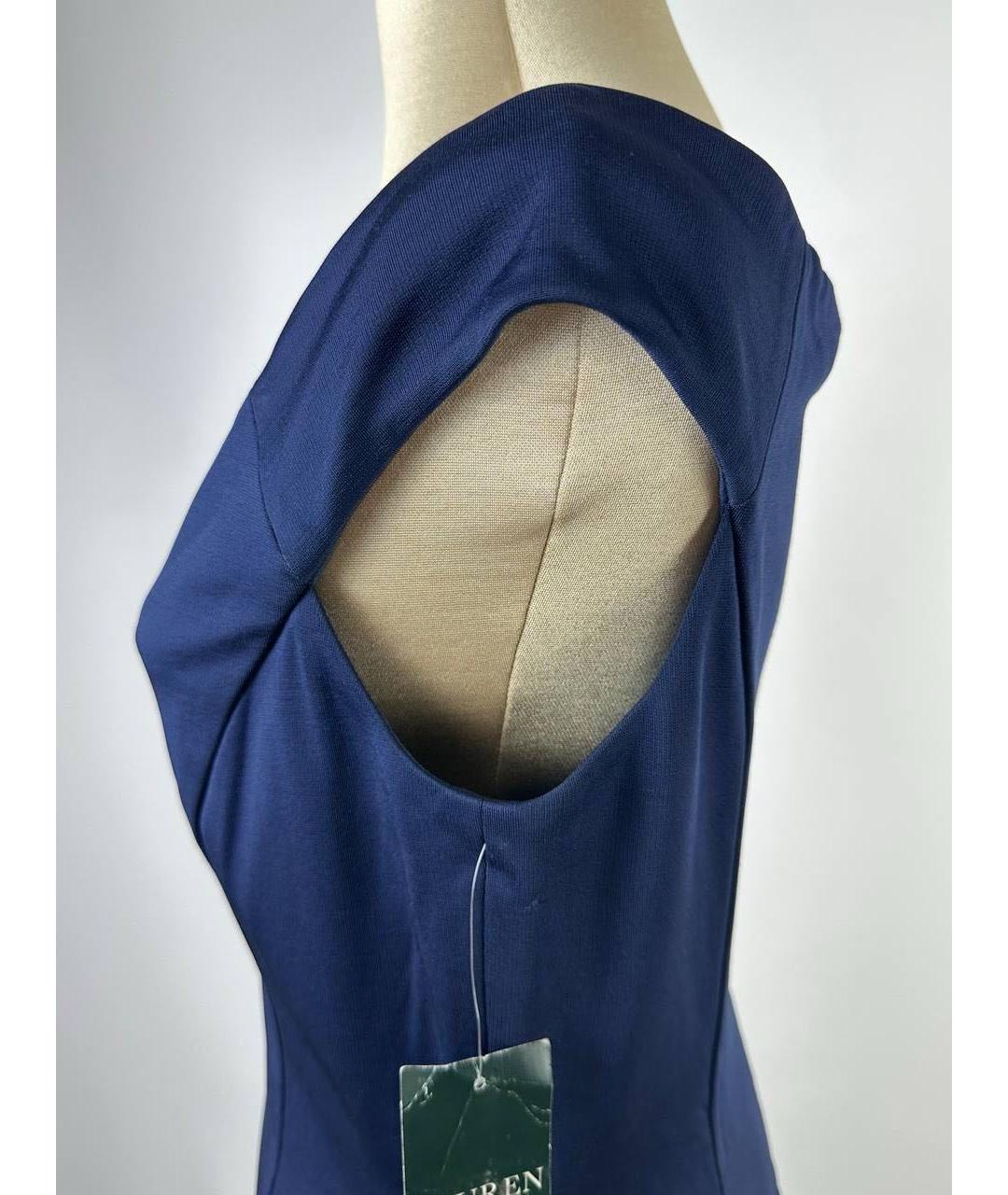 RALPH LAUREN Темно-синее вискозное коктейльное платье, фото 4