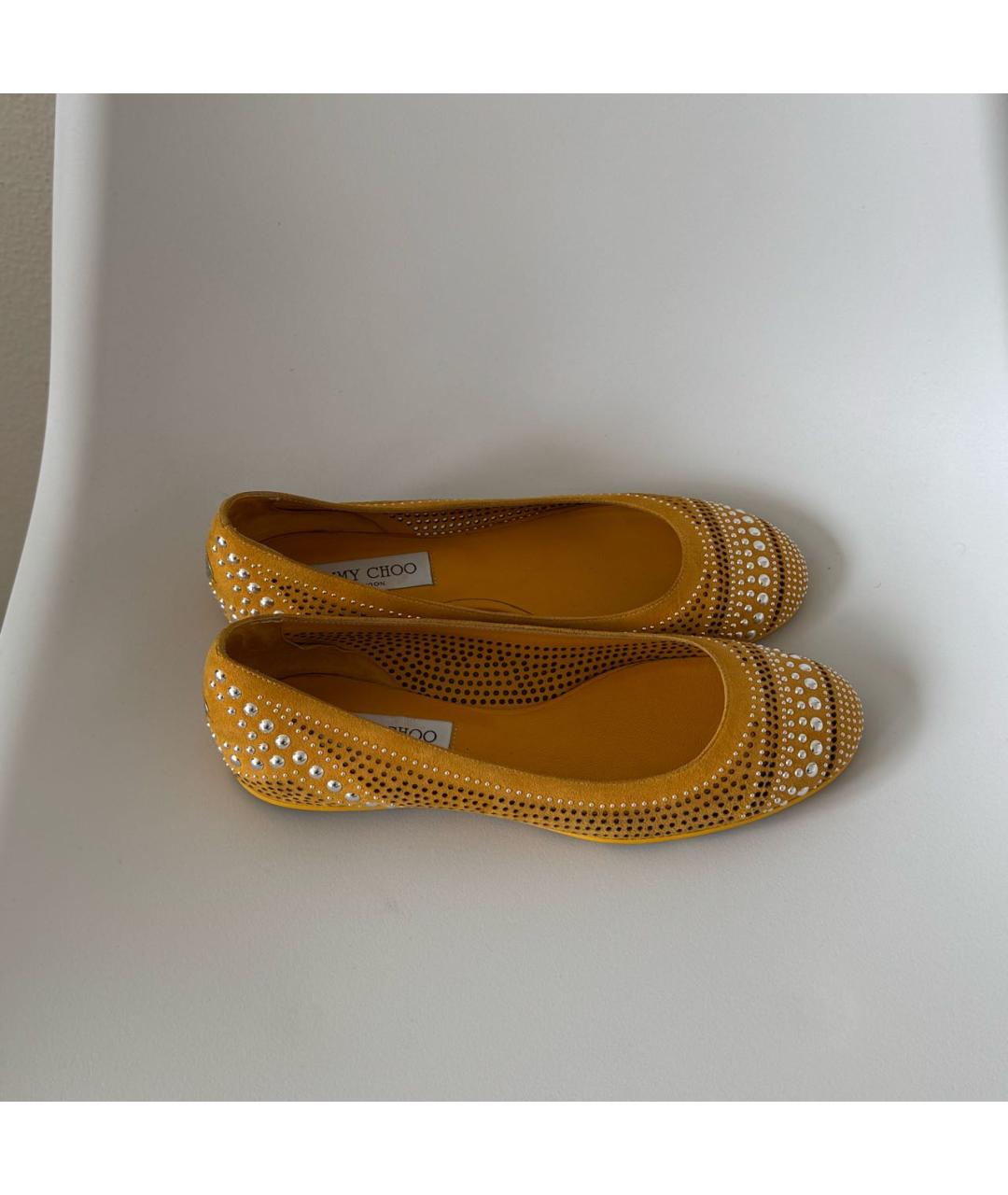 JIMMY CHOO Горчичные замшевые балетки, фото 7