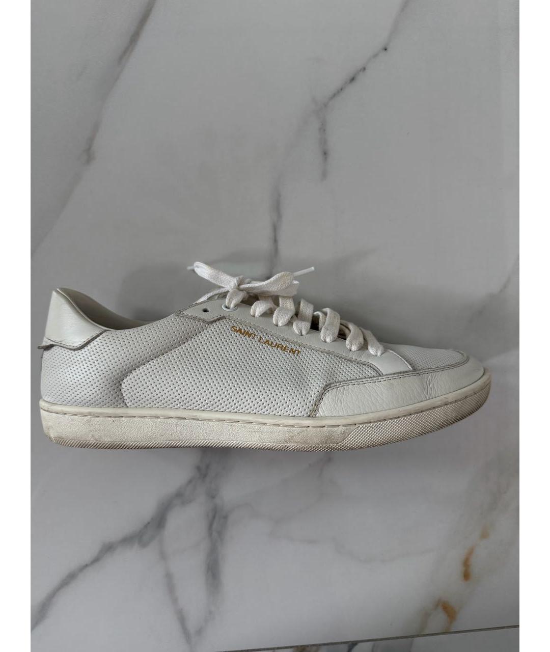 SAINT LAURENT Белые кожаные низкие кроссовки / кеды, фото 5