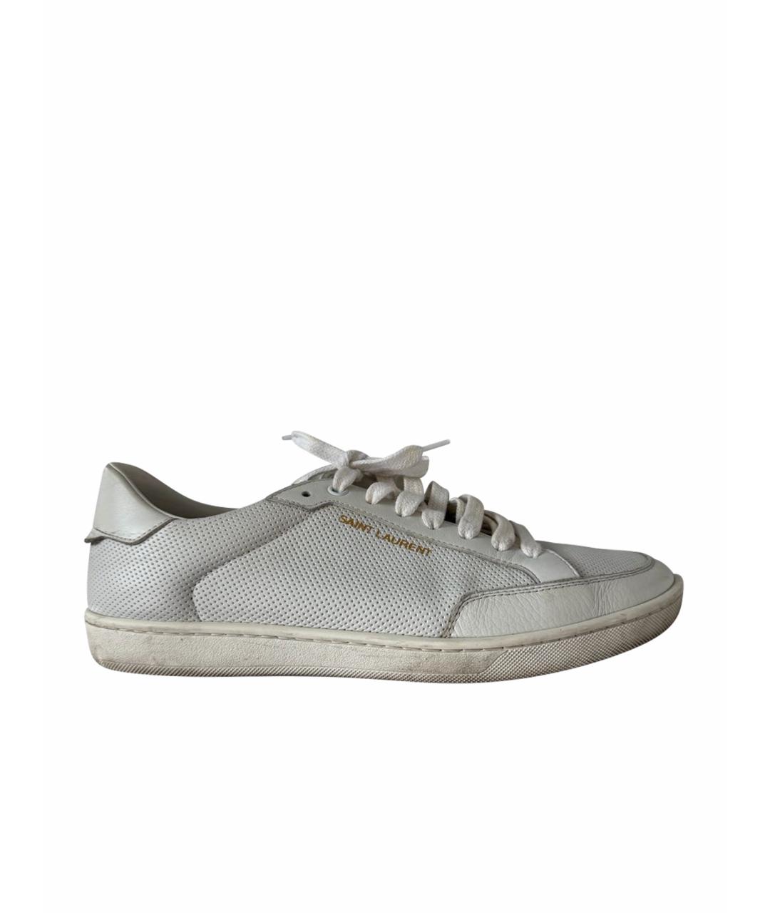 SAINT LAURENT Белые кожаные низкие кроссовки / кеды, фото 1