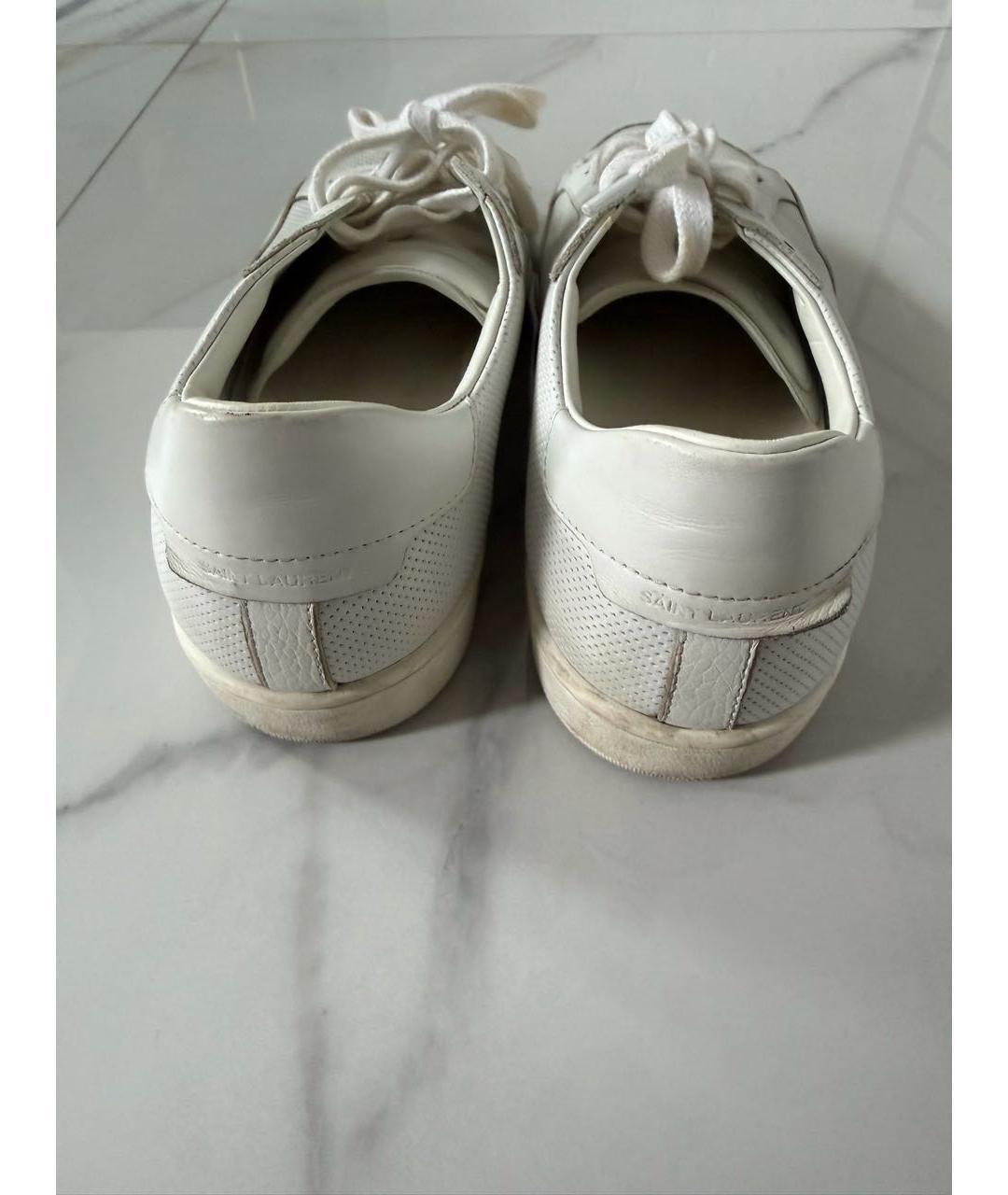 SAINT LAURENT Белые кожаные низкие кроссовки / кеды, фото 4