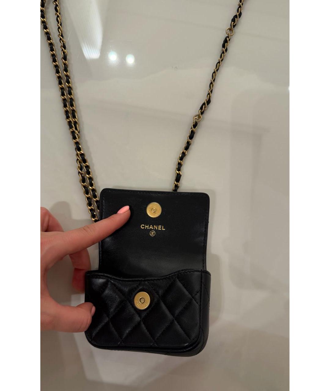 CHANEL Черная кожаная поясная сумка, фото 4