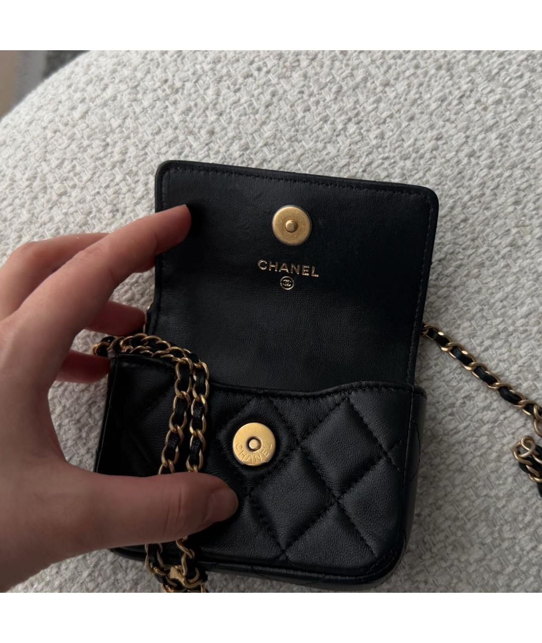 CHANEL Черная кожаная поясная сумка, фото 6