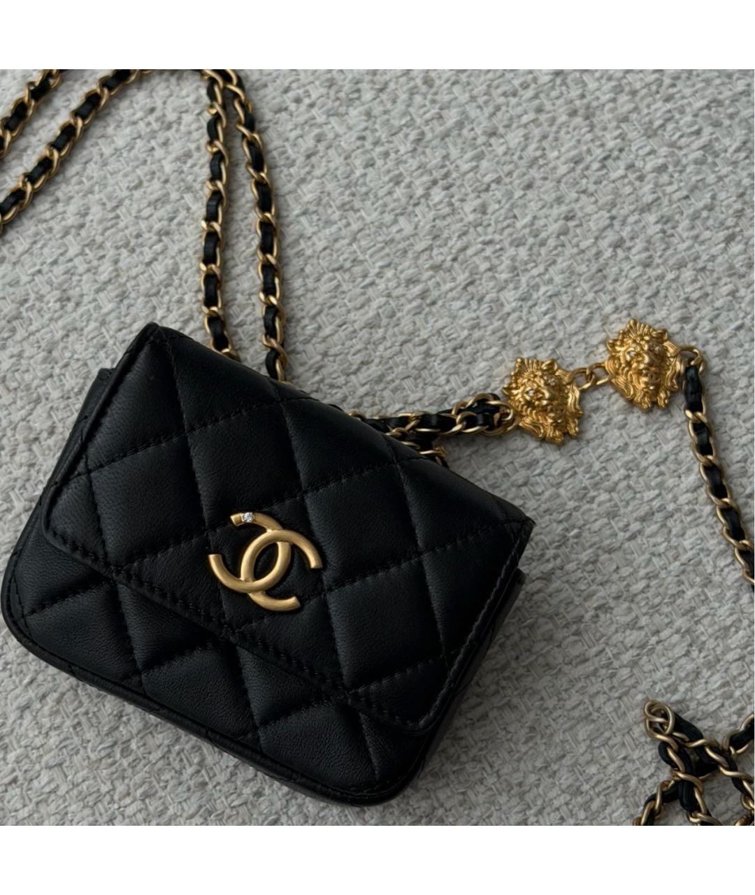 CHANEL Черная кожаная поясная сумка, фото 5