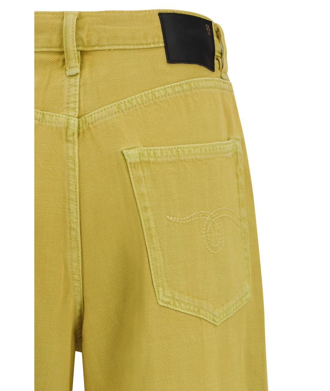 R13 Желтые хлопковые прямые джинсы, фото 3