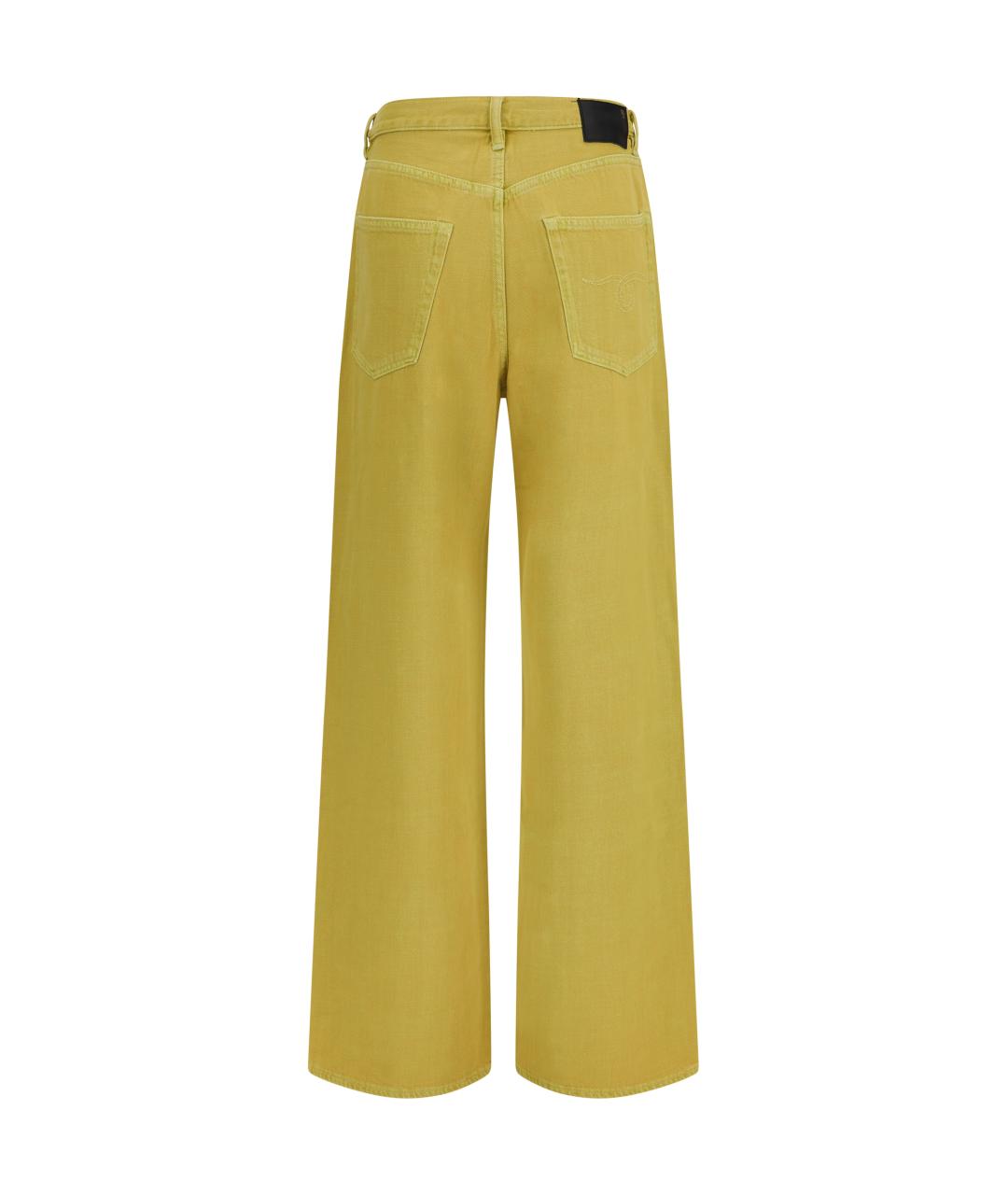 R13 Желтые хлопковые прямые джинсы, фото 2