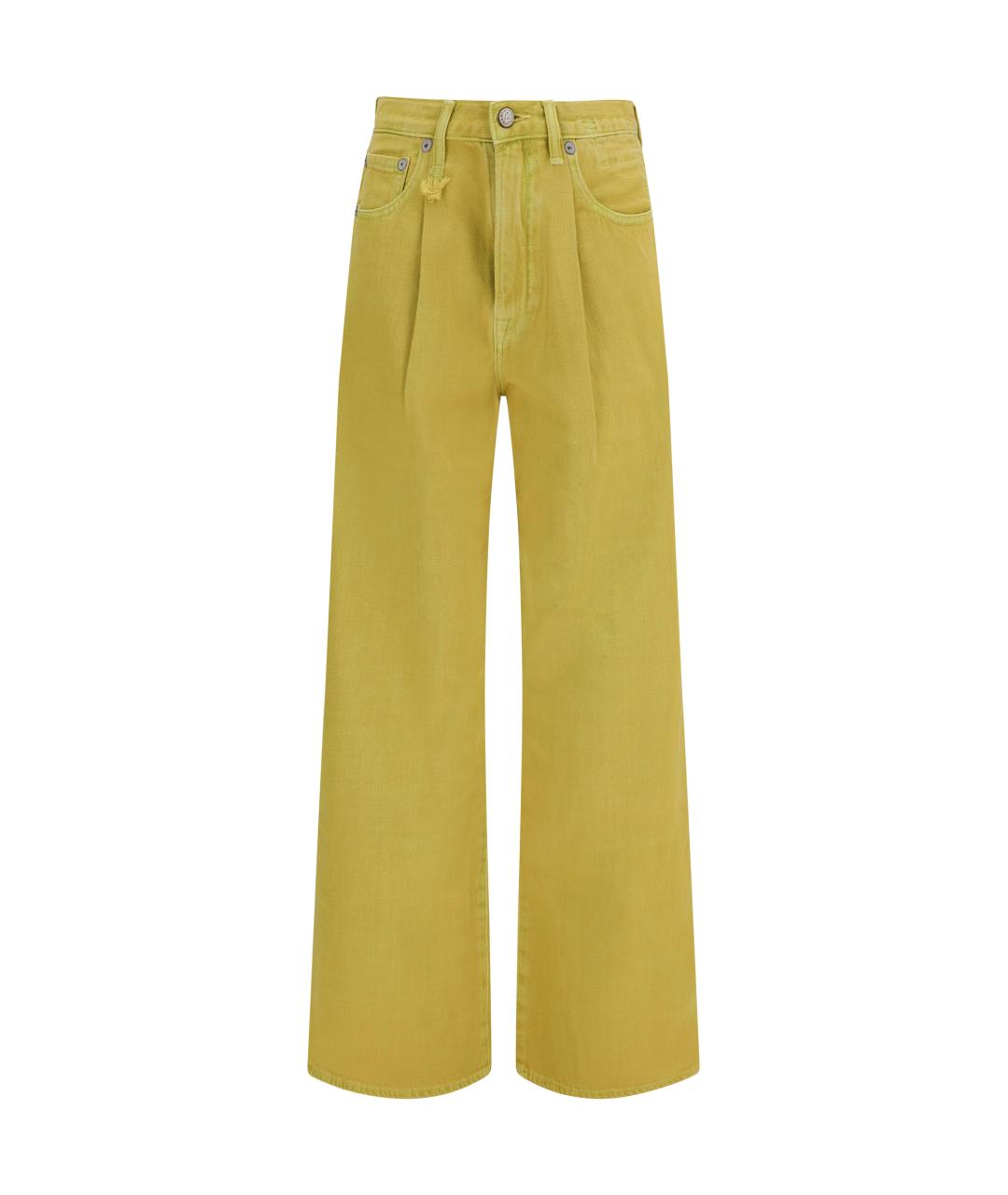 R13 Желтые хлопковые прямые джинсы, фото 1