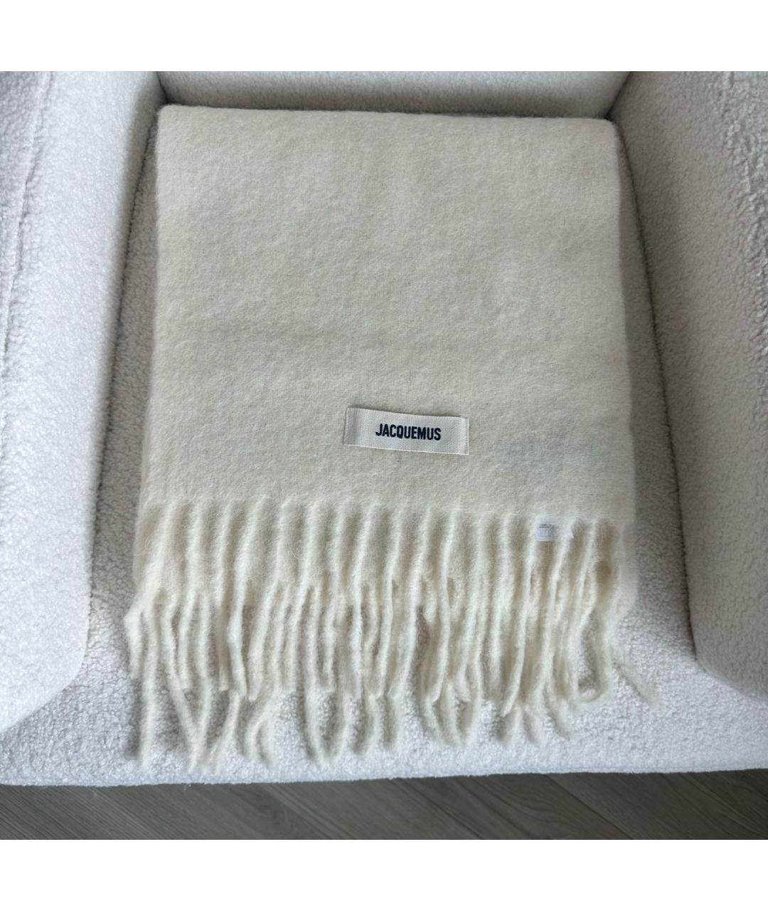 JACQUEMUS Бежевый кашемировый шарф, фото 8