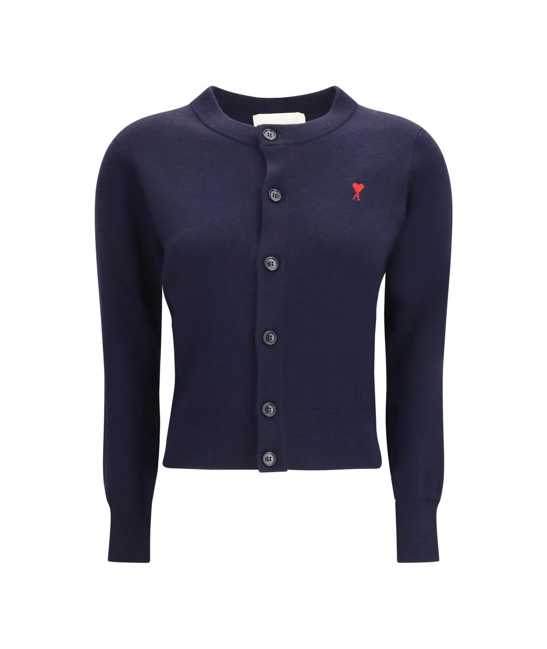 Ami Paris Темно-синий шерстяной кардиган, фото 1