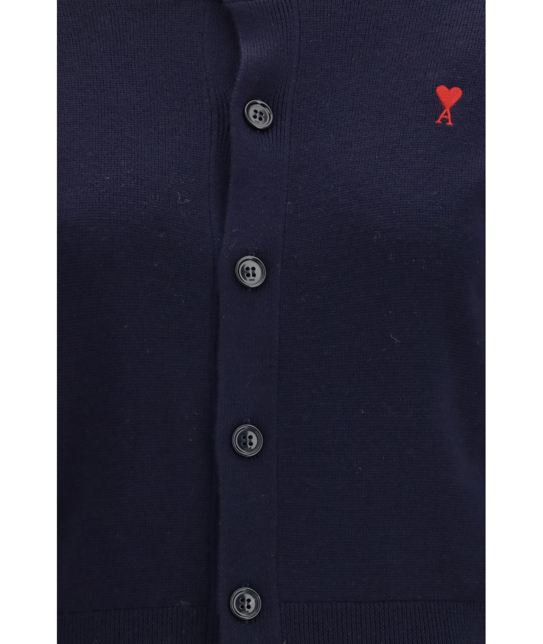 Ami Paris Темно-синий шерстяной кардиган, фото 3