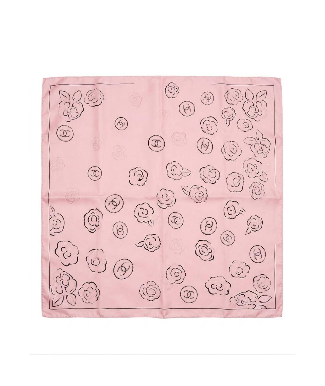 CHANEL Розовый шелковый платок, фото 1