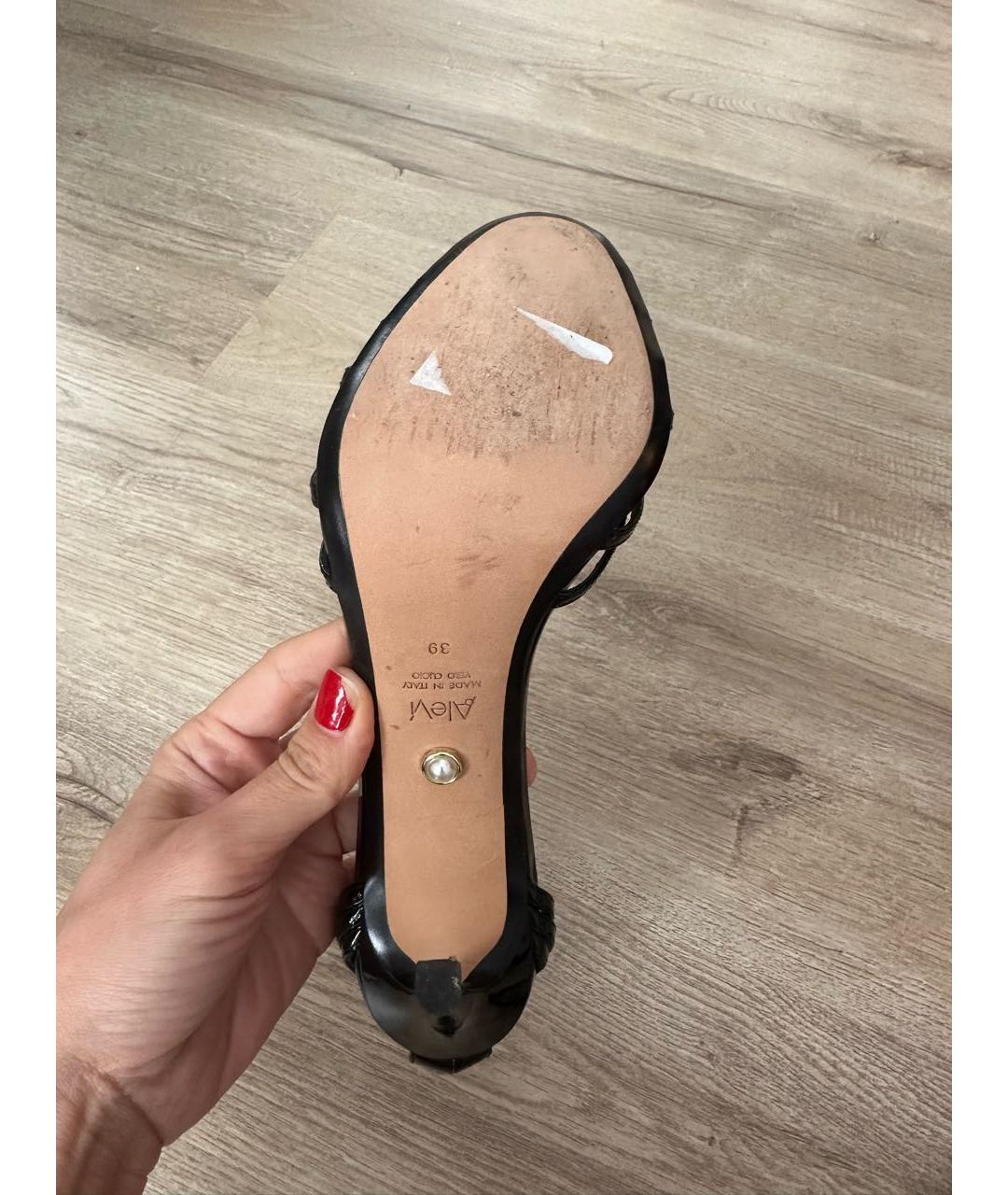 ALEVI Черные босоножки из лакированной кожи, фото 8