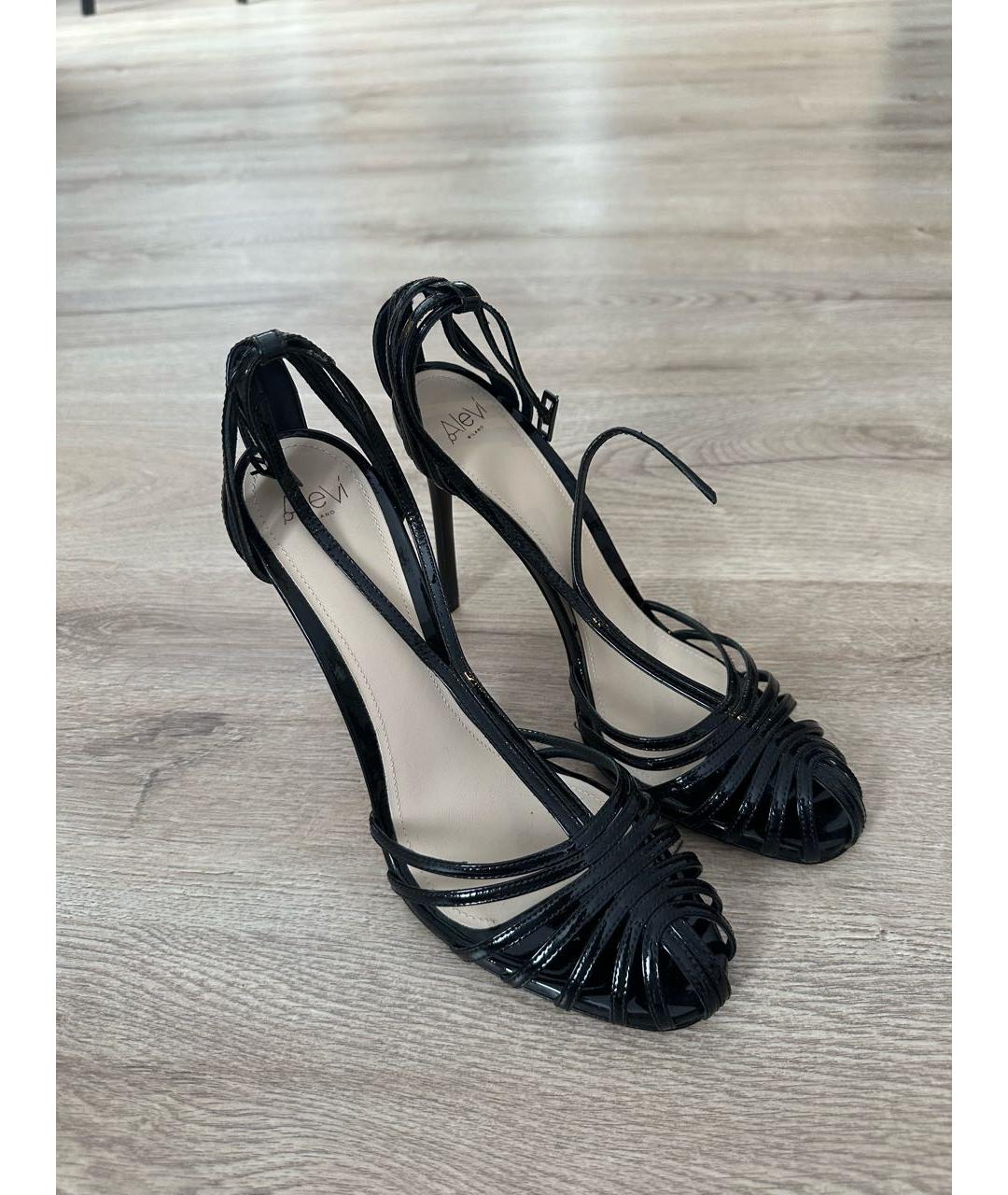 ALEVI Черные босоножки из лакированной кожи, фото 3