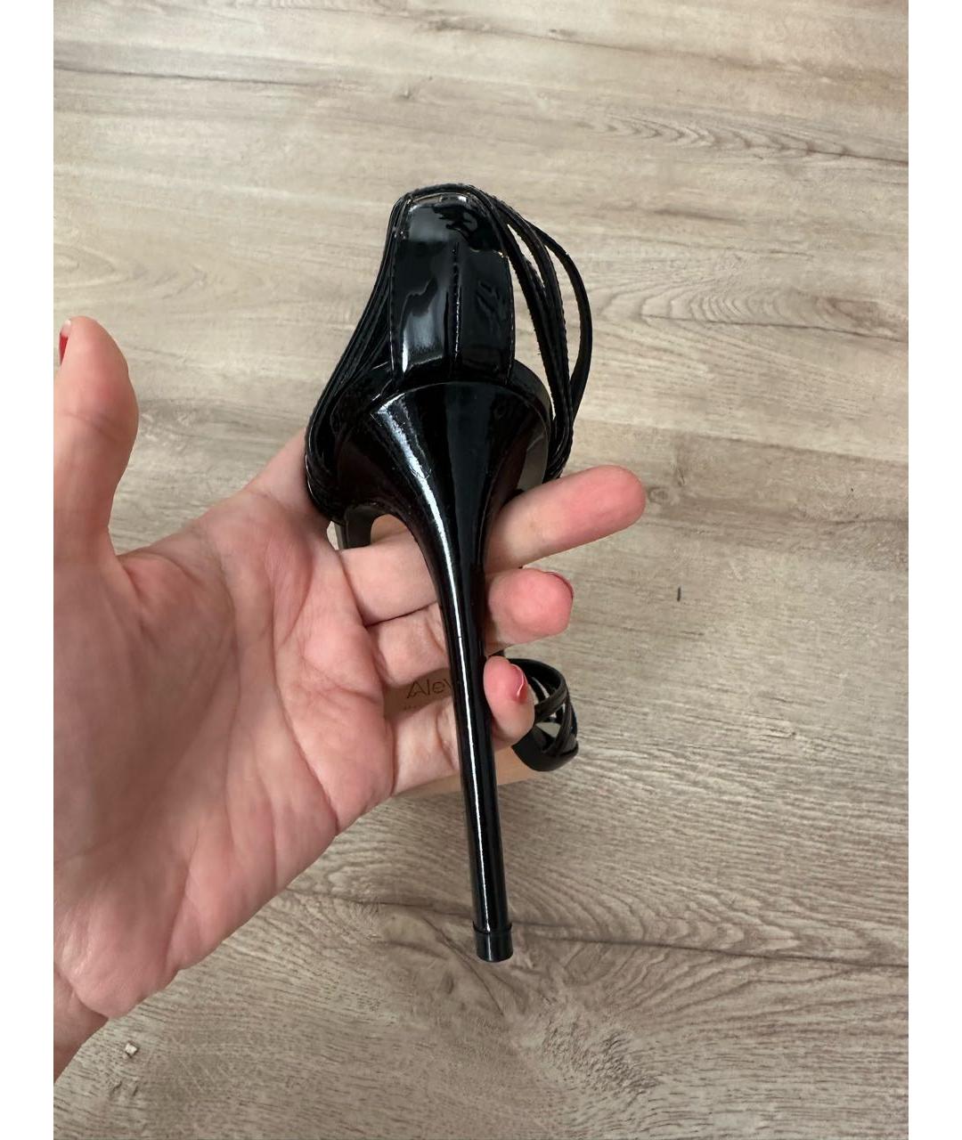 ALEVI Черные босоножки из лакированной кожи, фото 5