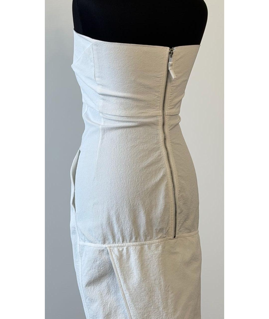 RICK OWENS Белое хлопко-эластановое коктейльное платье, фото 5