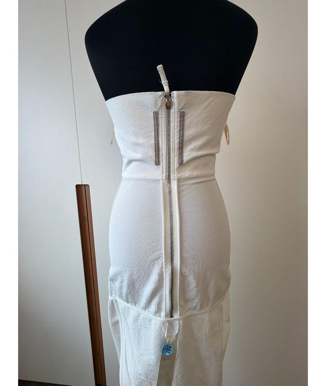 RICK OWENS Белое хлопко-эластановое коктейльное платье, фото 3