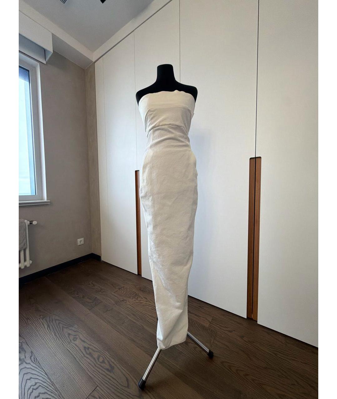 RICK OWENS Белое хлопко-эластановое коктейльное платье, фото 8