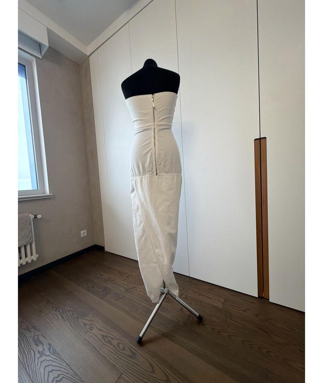 RICK OWENS Белое хлопко-эластановое коктейльное платье, фото 2