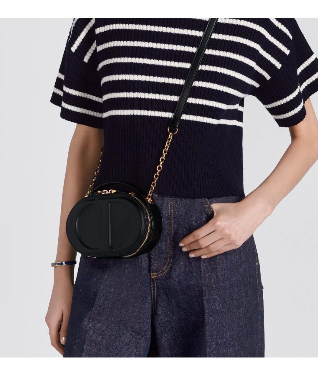 CHRISTIAN DIOR Черная кожаная сумка через плечо, фото 4