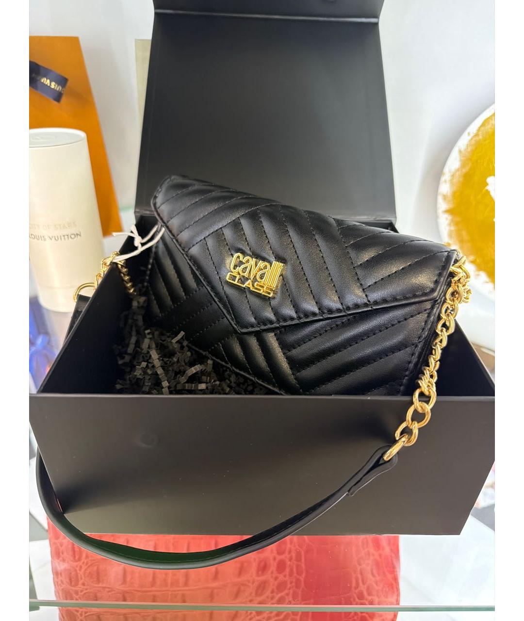 CAVALLI CLASS Черная сумка через плечо из искусственной кожи, фото 3