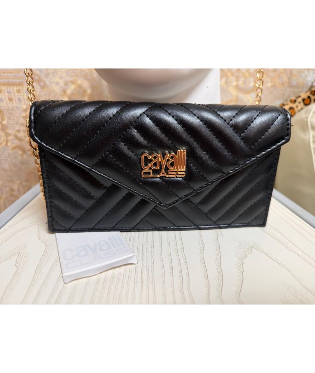 CAVALLI CLASS Черная сумка через плечо из искусственной кожи, фото 5