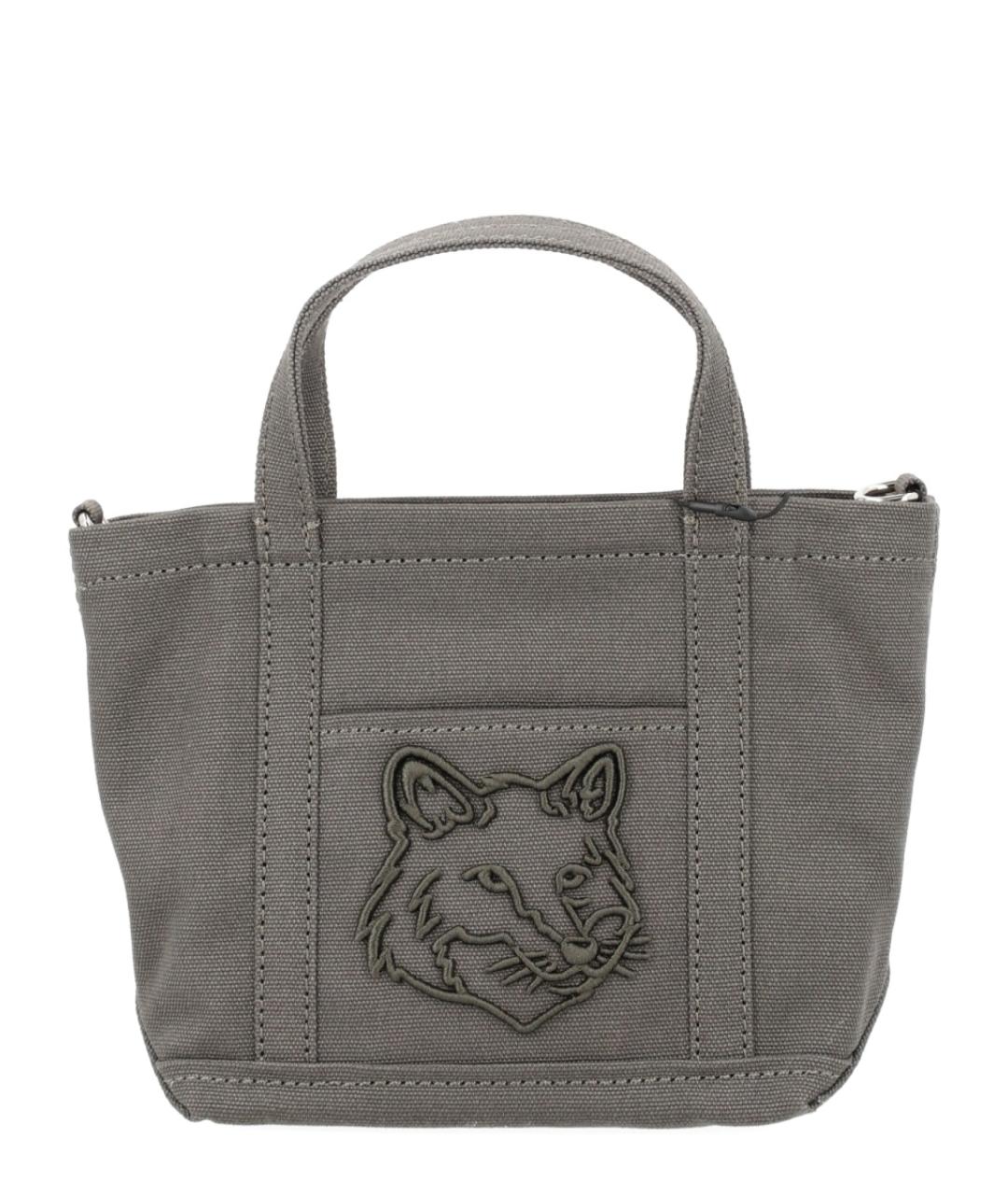 MAISON KITSUNE Серая хлопковая сумка с короткими ручками, фото 1