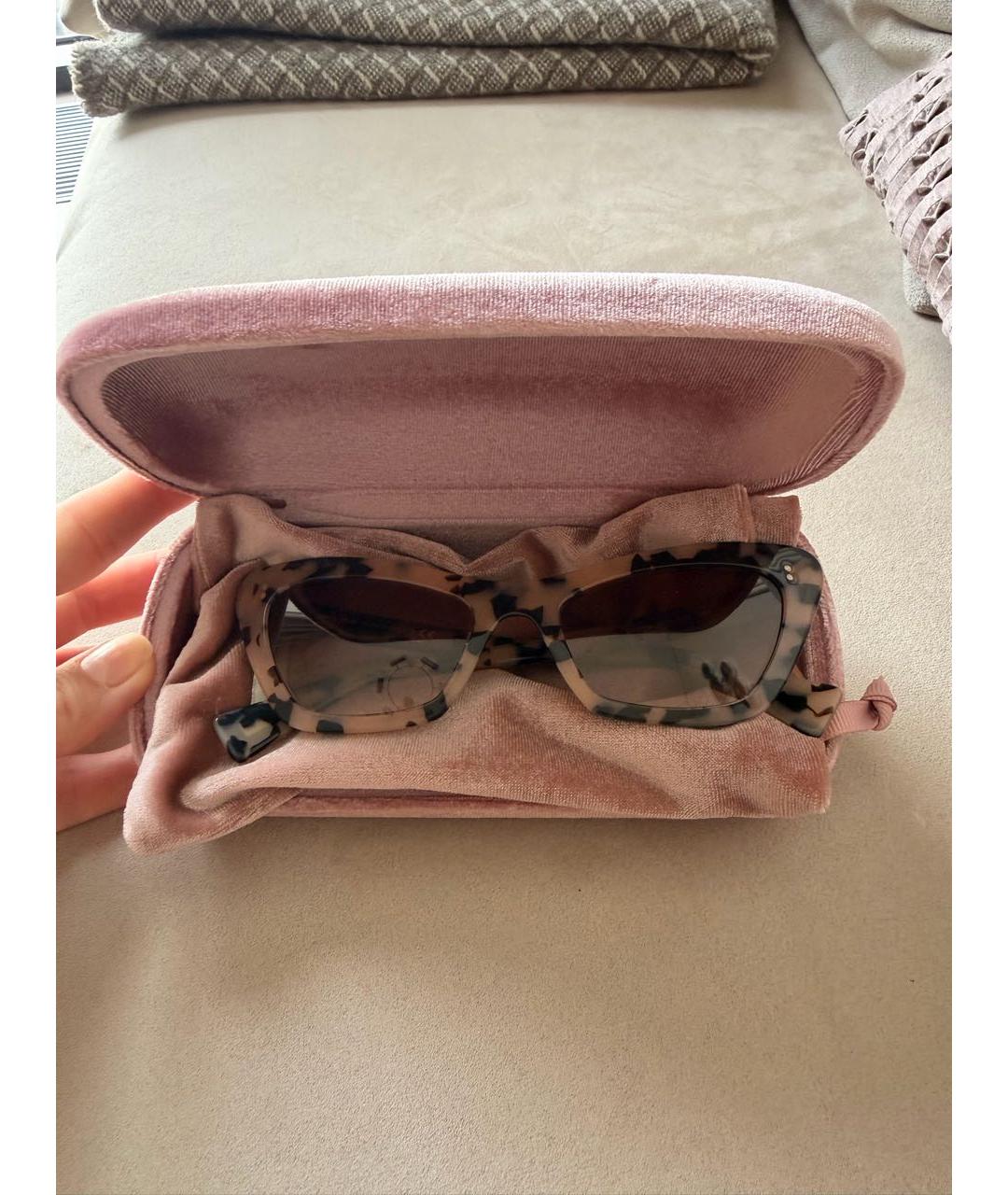 MIU MIU Коричневые пластиковые солнцезащитные очки, фото 4