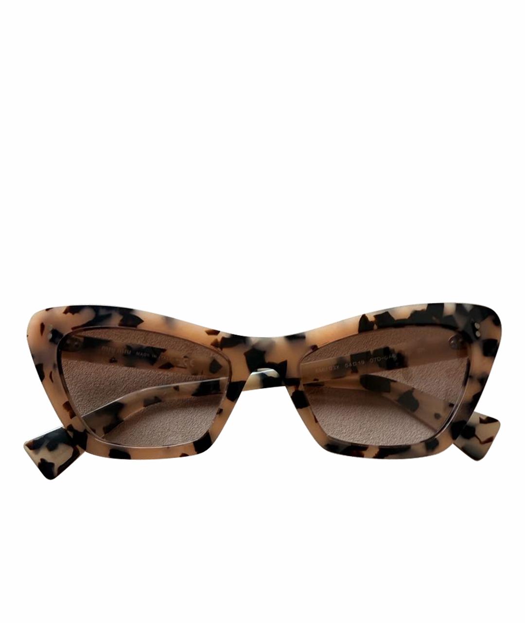 MIU MIU Коричневые пластиковые солнцезащитные очки, фото 1
