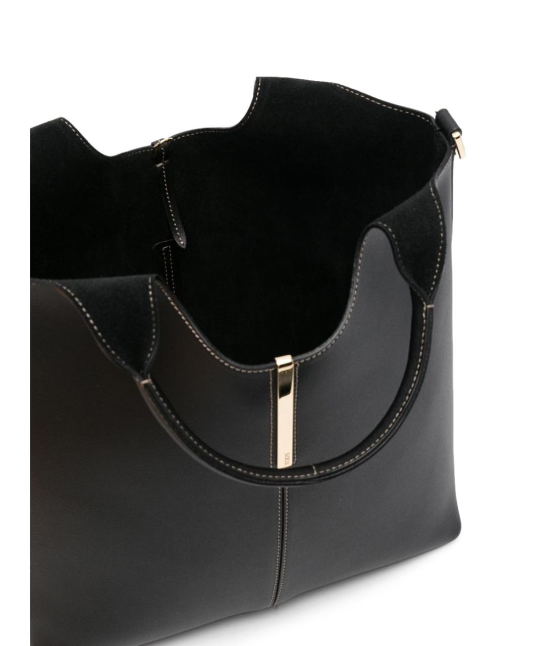 TOD'S Черная кожаная сумка тоут, фото 3