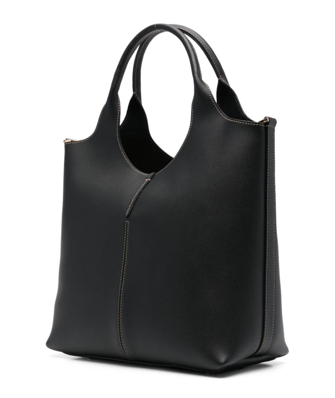 TOD'S Черная кожаная сумка тоут, фото 2