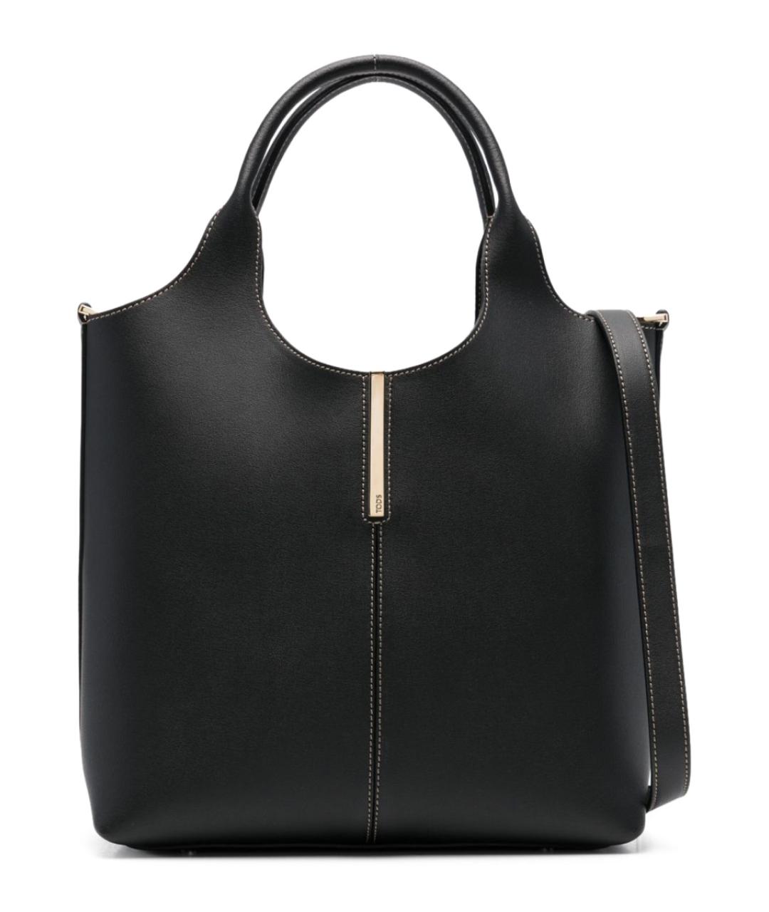 TOD'S Черная кожаная сумка тоут, фото 1