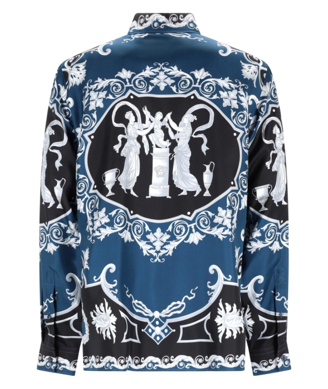 VERSACE Синяя шелковая кэжуал рубашка, фото 2