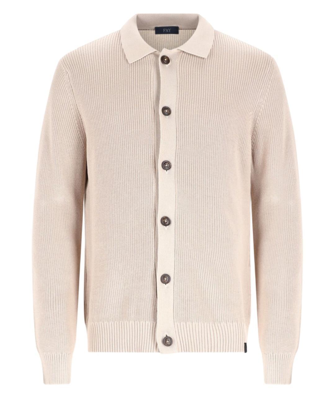 FAY Бежевый хлопковый кардиган, фото 3