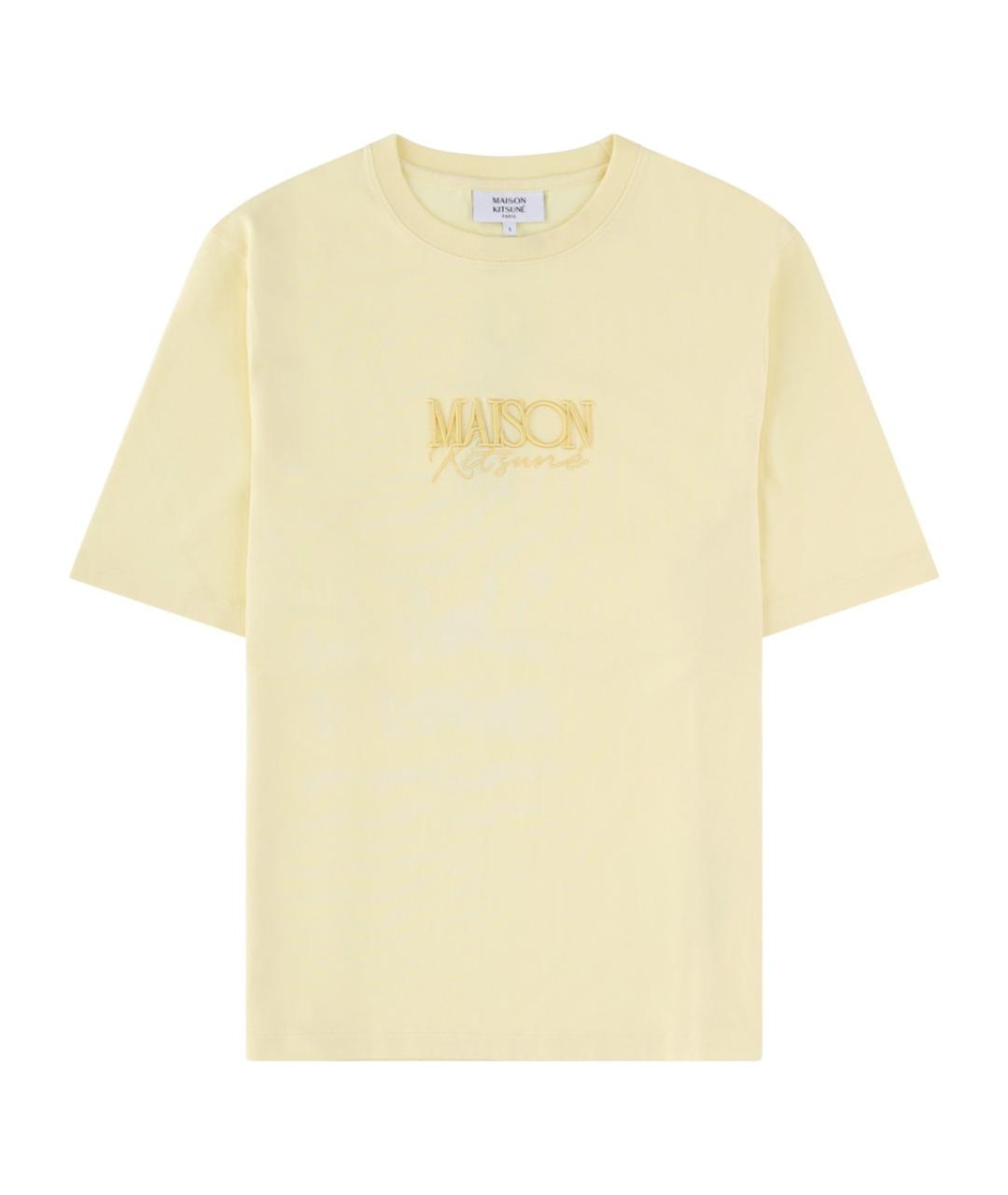 MAISON KITSUNE Желтая хлопковая футболка, фото 1