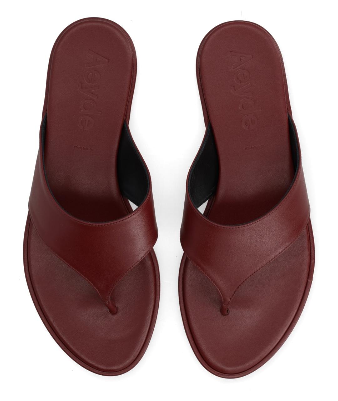 AEYDE Бордовые кожаные шлепанцы, фото 5
