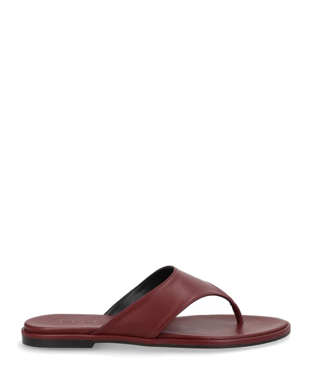 AEYDE Бордовые кожаные шлепанцы, фото 1