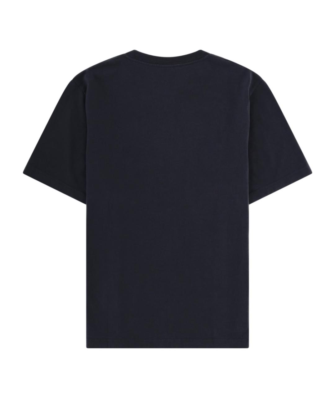 MAISON KITSUNE Темно-синяя хлопковая футболка, фото 2