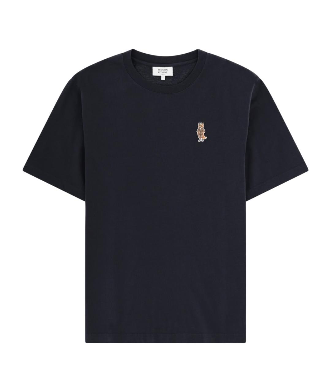 MAISON KITSUNE Темно-синяя хлопковая футболка, фото 1