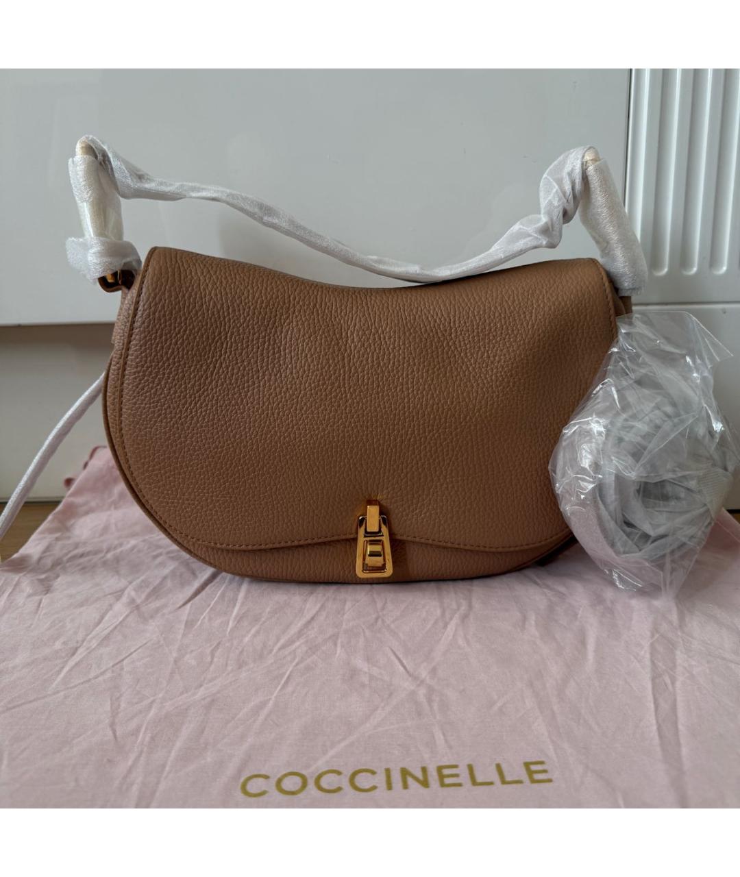 COCCINELLE Бежевая кожаная сумка через плечо, фото 9