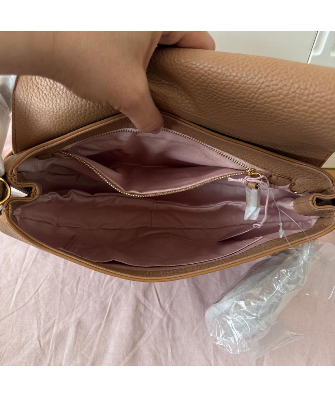 COCCINELLE Бежевая кожаная сумка через плечо, фото 4