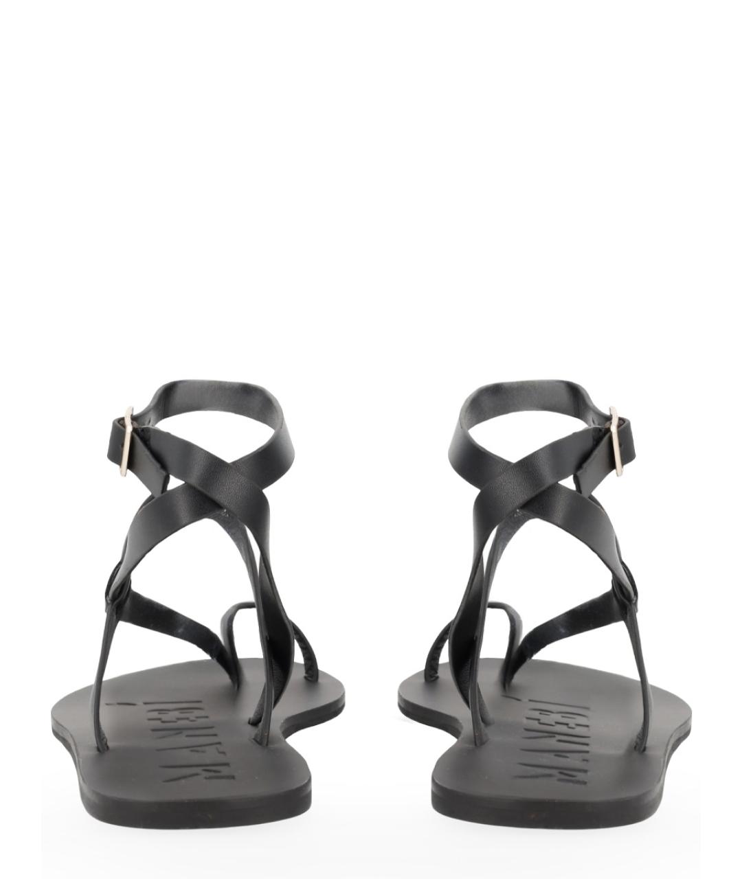 MANEBI Черные кожаные босоножки, фото 4