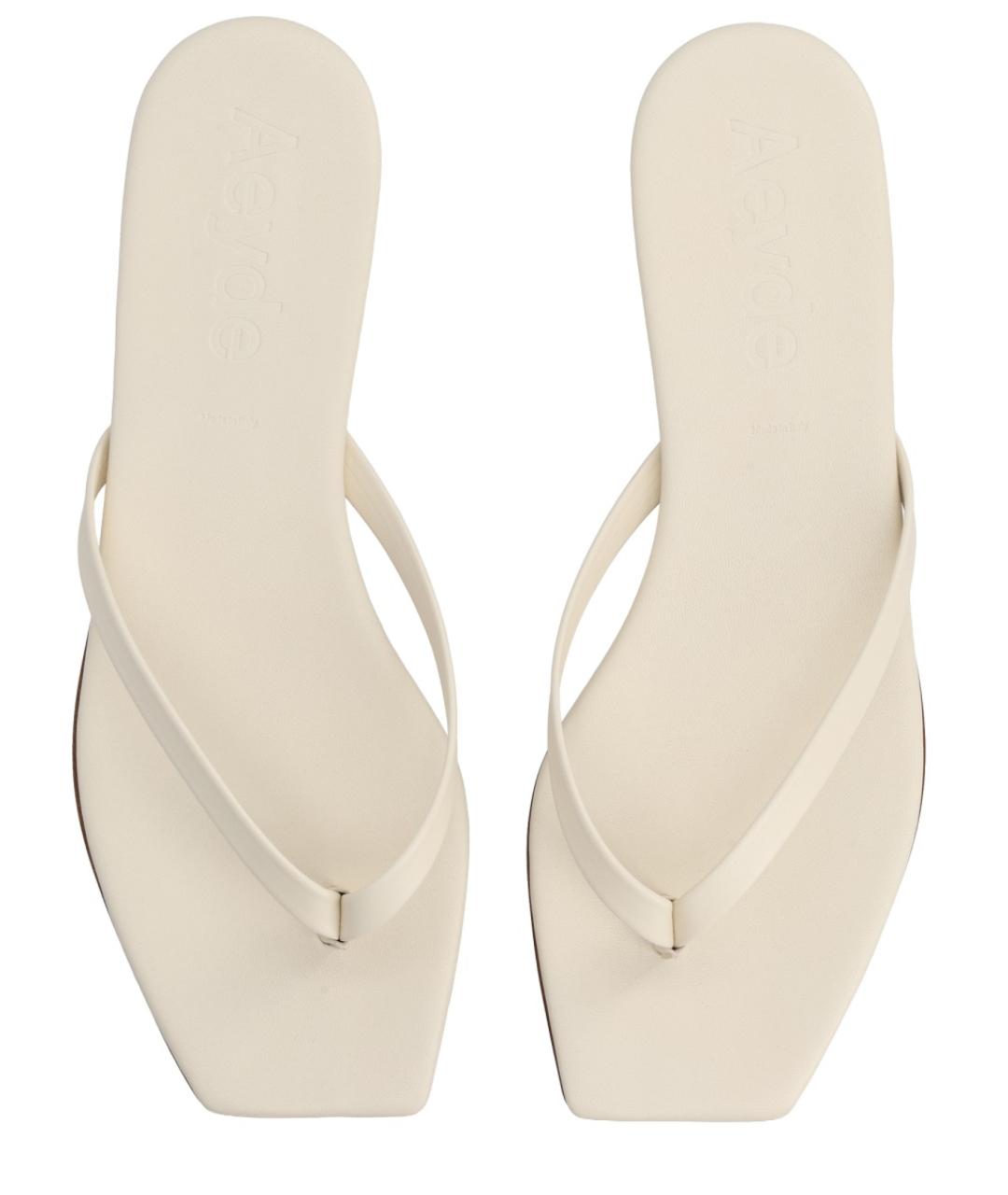 AEYDE Белые кожаные шлепанцы, фото 5